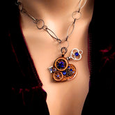 Key Heart Necklace |Purple Crystals