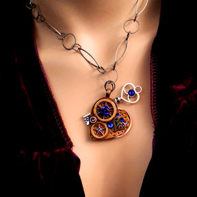 Key Heart Necklace |Purple Crystals