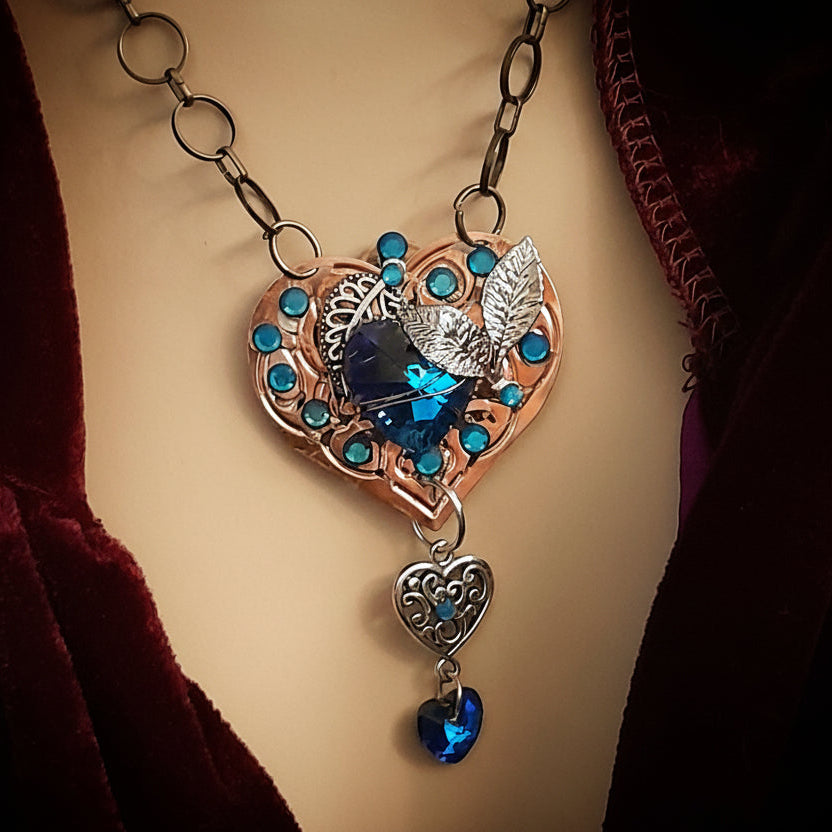Blue Hearts Crystal Necklace