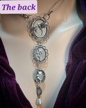 White Cat's Eye Hummingbird Necklace