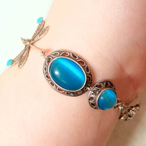 Dragonfly Turquoise Cat's Eye Bracelet