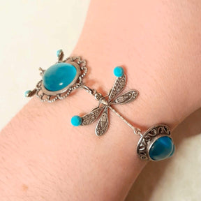 Dragonfly Turquoise Cat's Eye Bracelet
