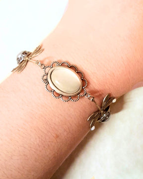 Dragonfly White Cat's Eye Bracelet