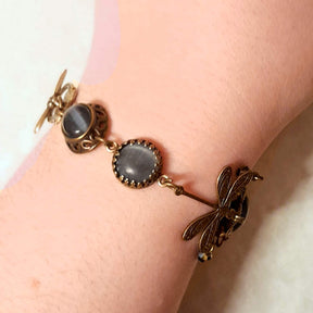 Dragonfly Black Cat's Eye Bracelet