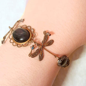 Dragonfly Black Cat's Eye Bracelet