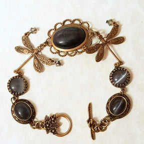 Dragonfly Black Cat's Eye Bracelet