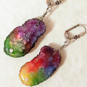 Rainbow Stone Dangle Fairy Earrings