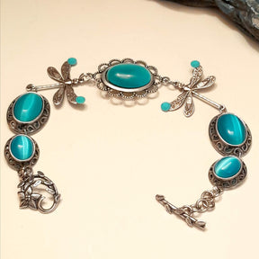 Dragonfly Turquoise Cat's Eye Bracelet