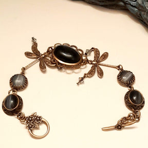 Dragonfly Black Cat's Eye Bracelet