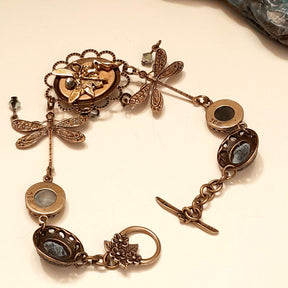 Dragonfly Black Cat's Eye Bracelet