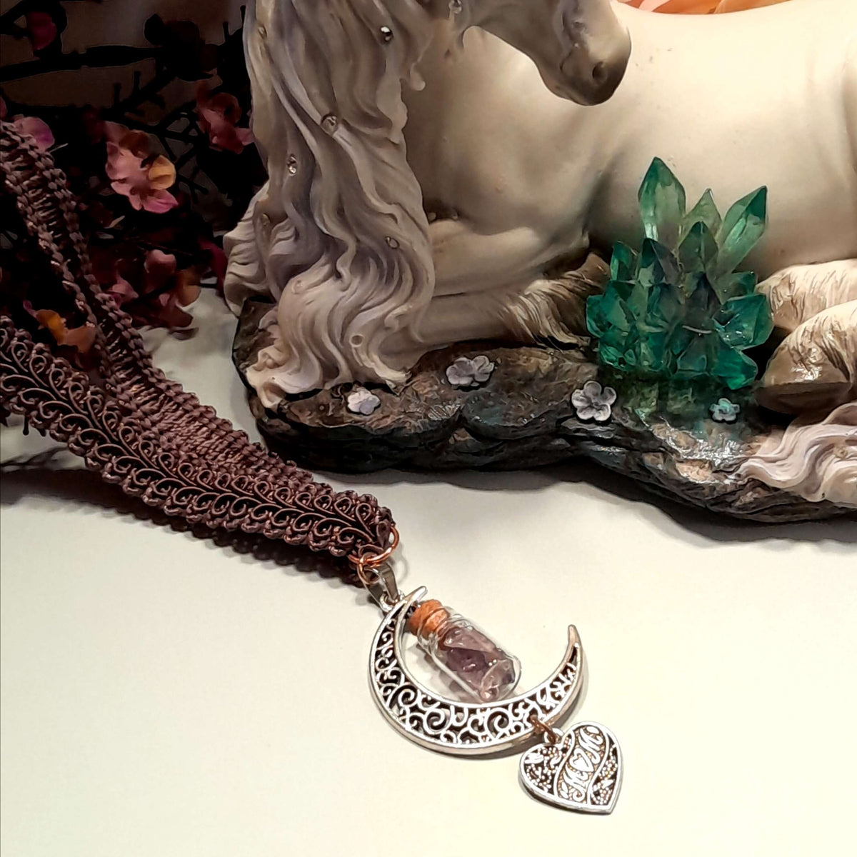 Amethyst Moon Necklace Choker Mom Gift