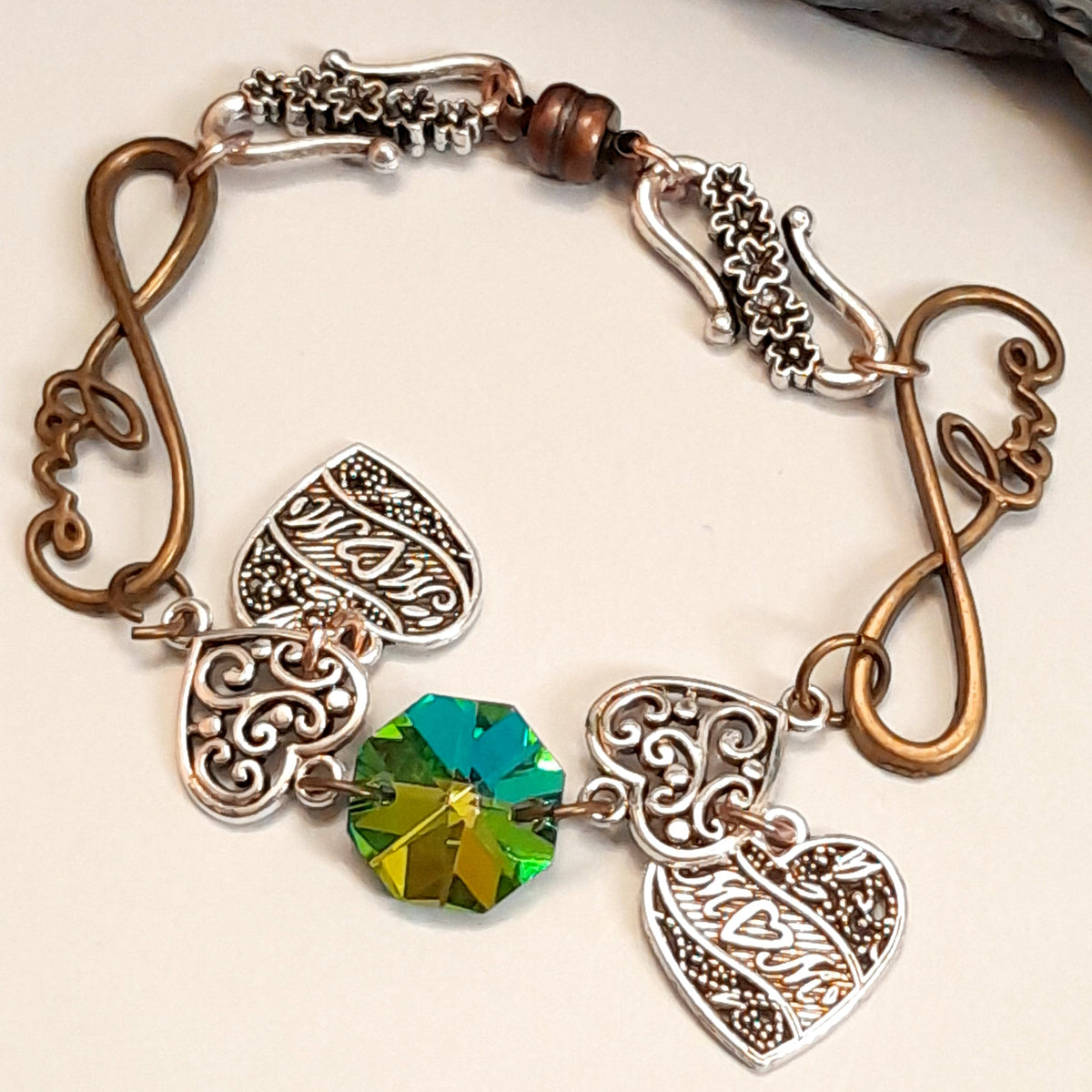 Crystal Hearts Bracelet Mom Gift