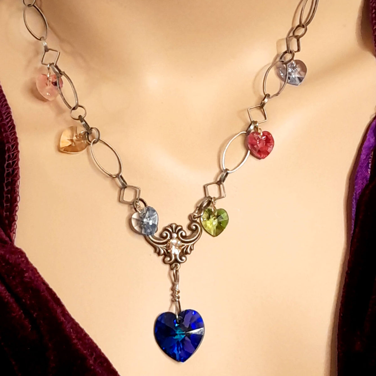 Multicolor Hearts Love Necklace