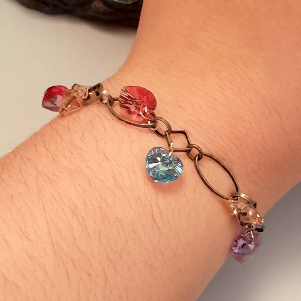Crystal Bracelet Multi Color Hearts