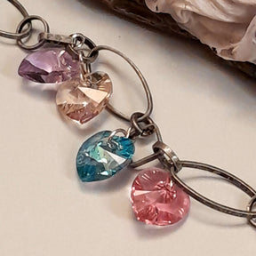 Crystal Bracelet Multi Color Hearts