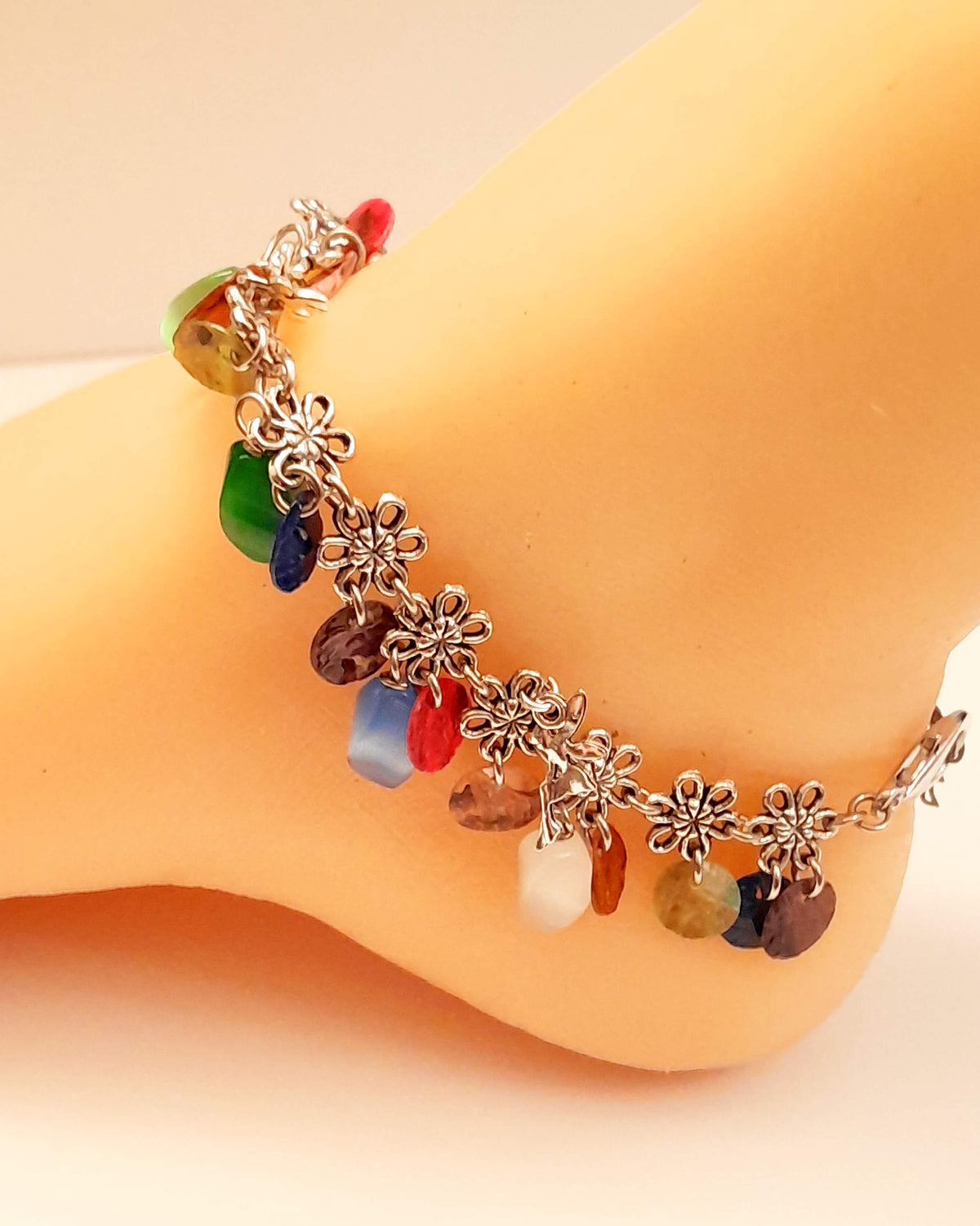 Colorful Shell Anklet with Fairies