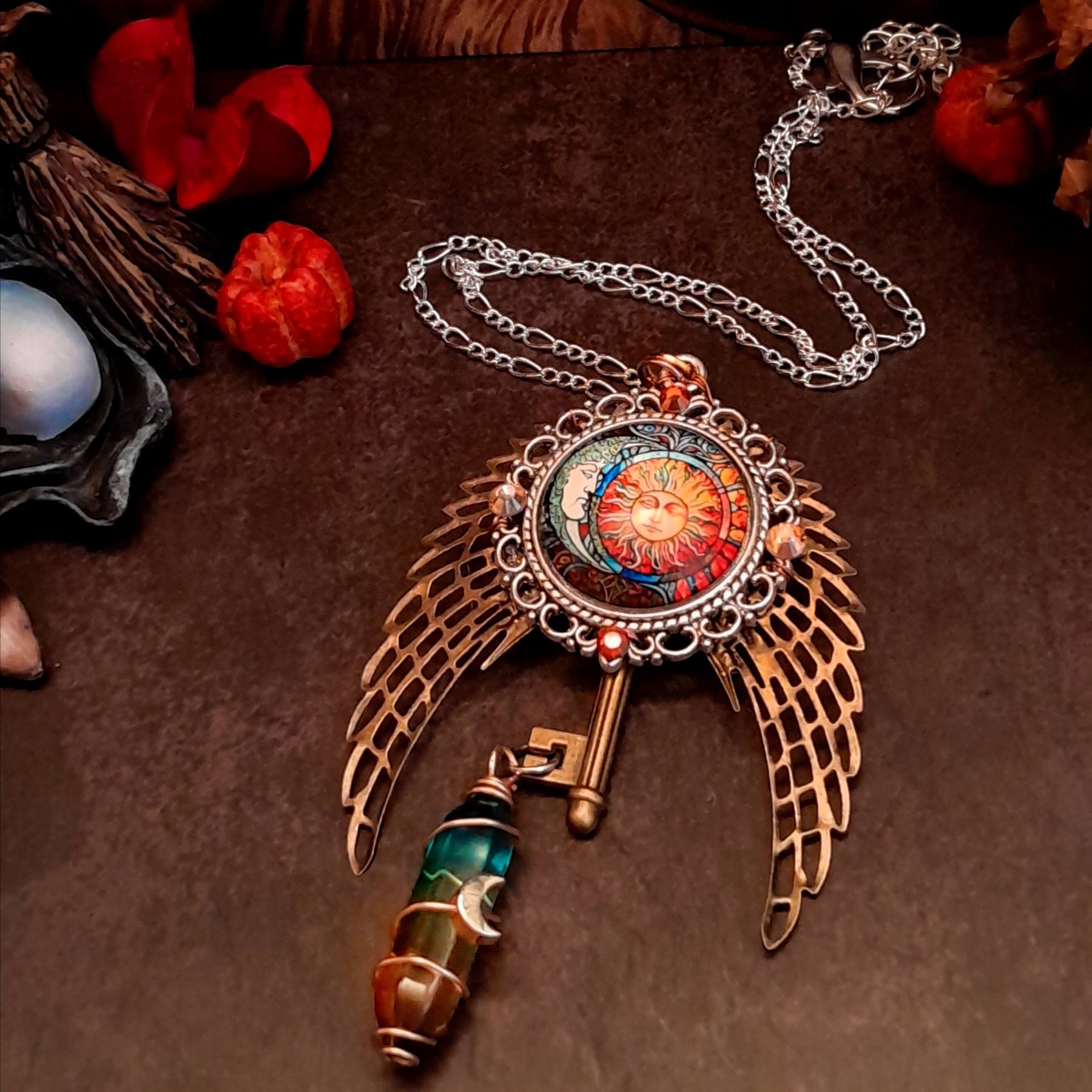 Boho Style Moon Sun Hippie Necklace