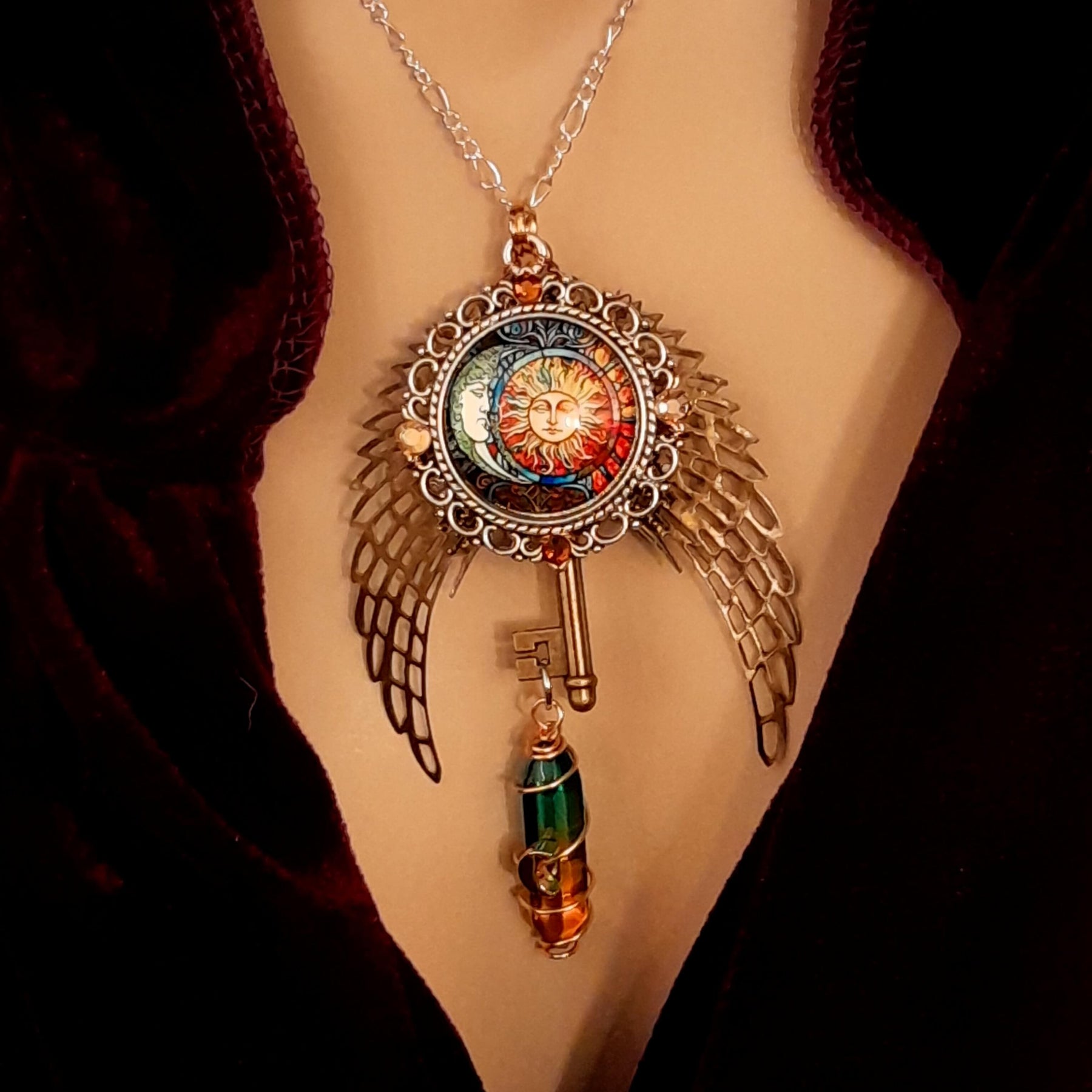 Boho Style Moon Sun Hippie Necklace