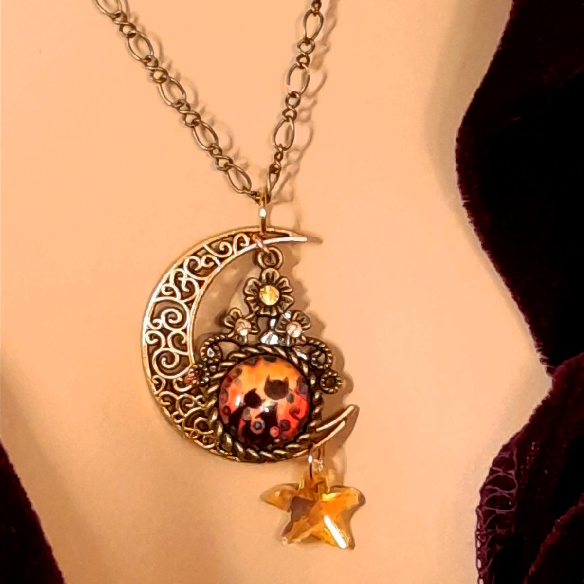 Cat Moon Necklace Bohemian Magic