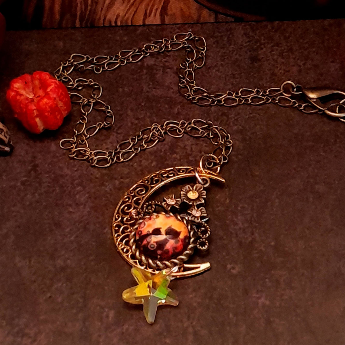 Cat Moon Necklace Bohemian Magic