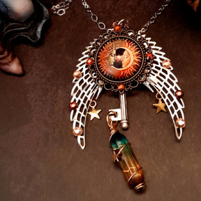 Moon and Sun Boho Pendant Necklace