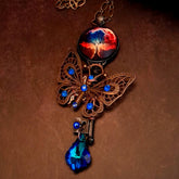 Blue Crystal Butterfly Boho Necklace