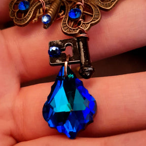 Blue Crystal Butterfly Boho Necklace