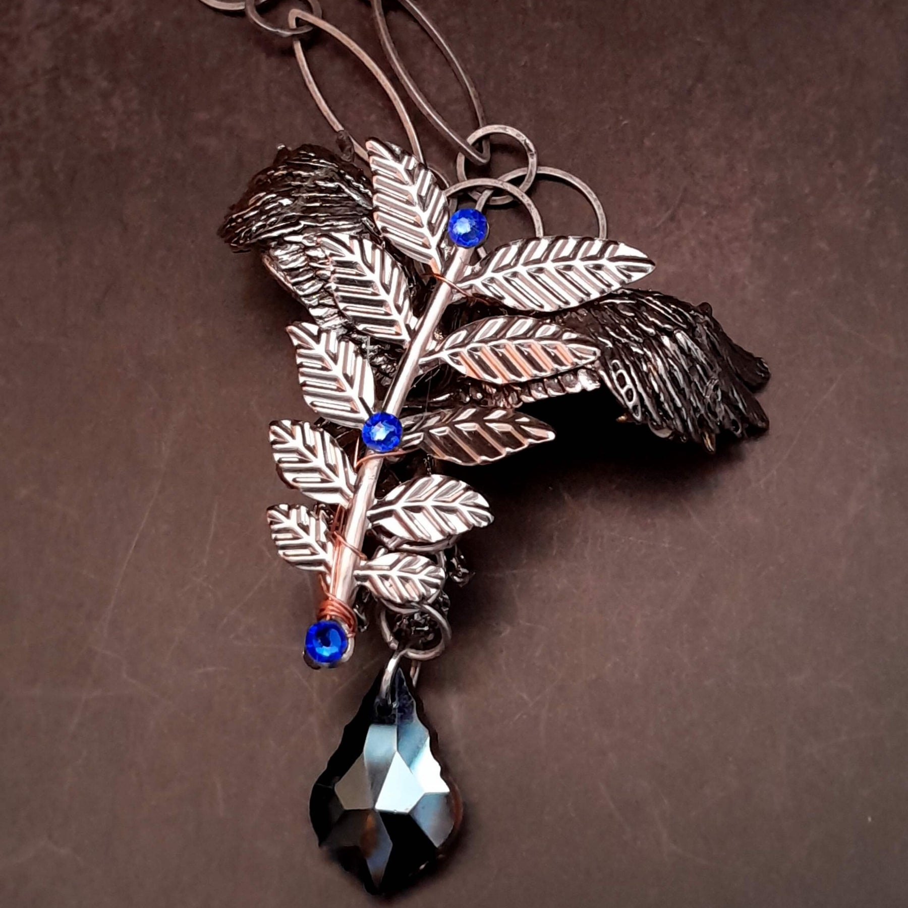 Blue Crystal Angel Wing Guardian Necklace