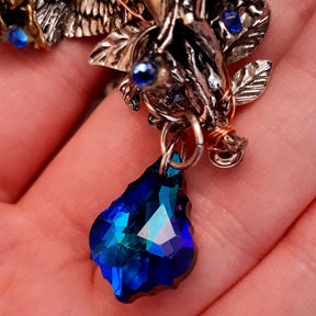 Blue Crystal Angel Wing Guardian Necklace