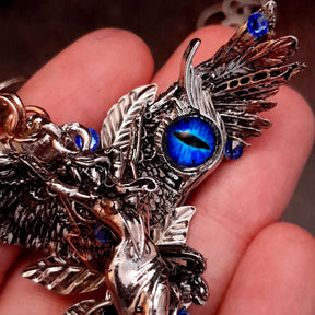 Blue Crystal Angel Wing Guardian Necklace