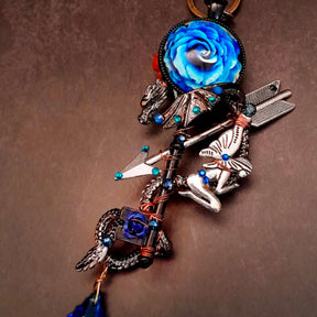 Blue Dragon Necklace Skeleton Key