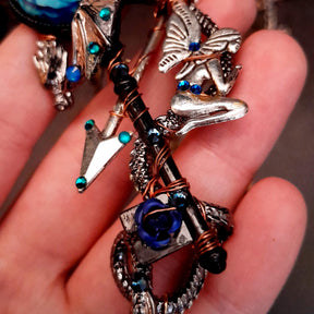 Blue Dragon Necklace Skeleton Key
