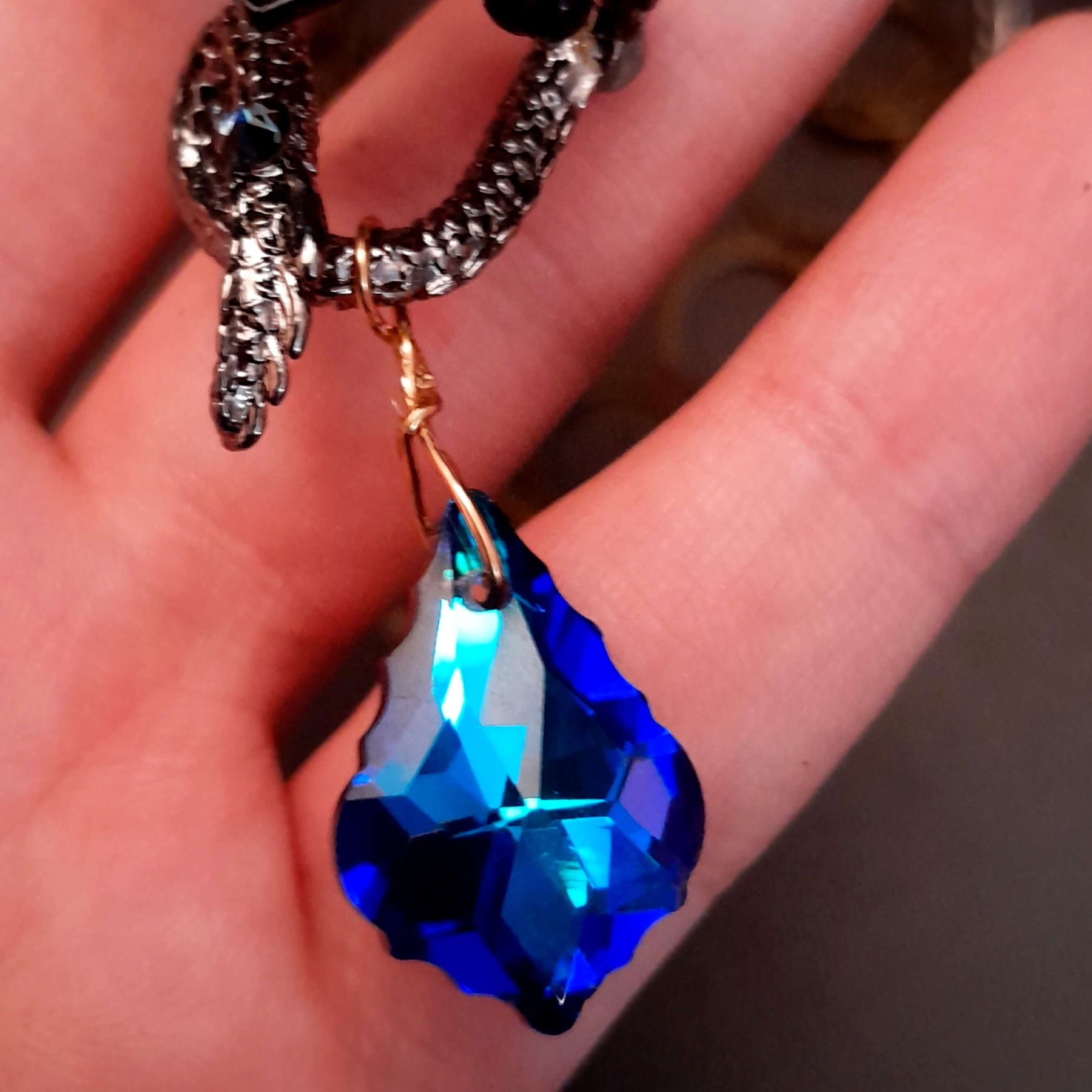 Blue Dragon Necklace Skeleton Key