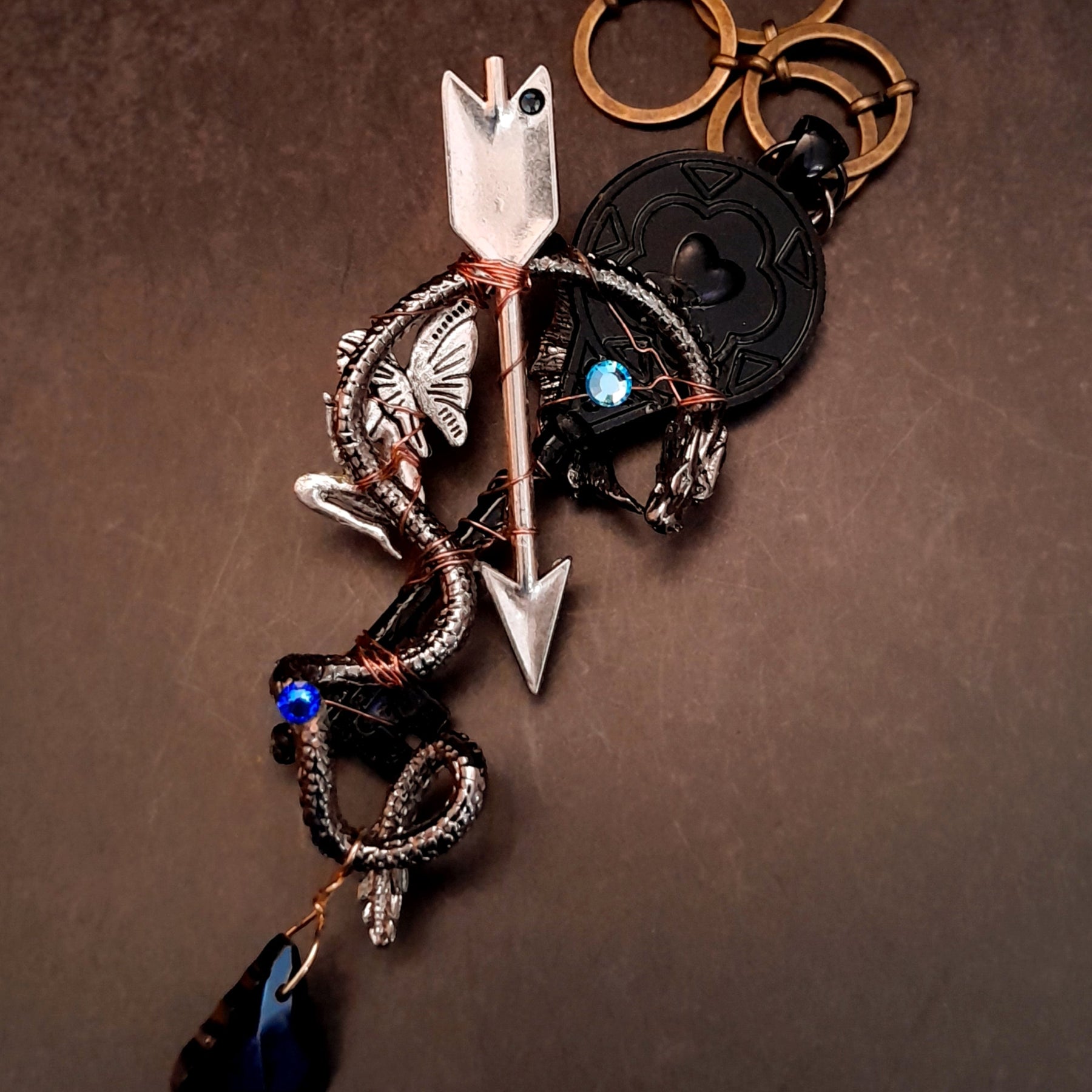 Blue Dragon Necklace Skeleton Key