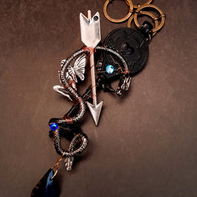 Blue Dragon Necklace Skeleton Key