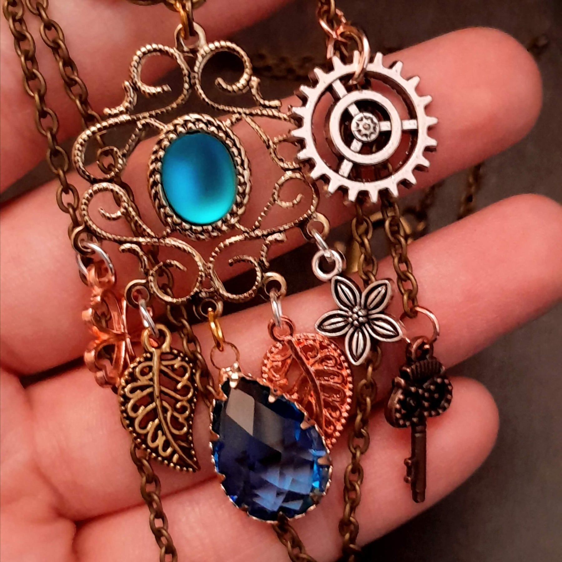 Turquoise Long Statement Necklace Multi Strand