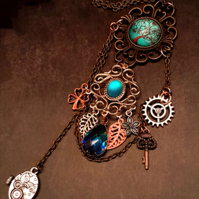 Turquoise Long Statement Necklace Multi Strand