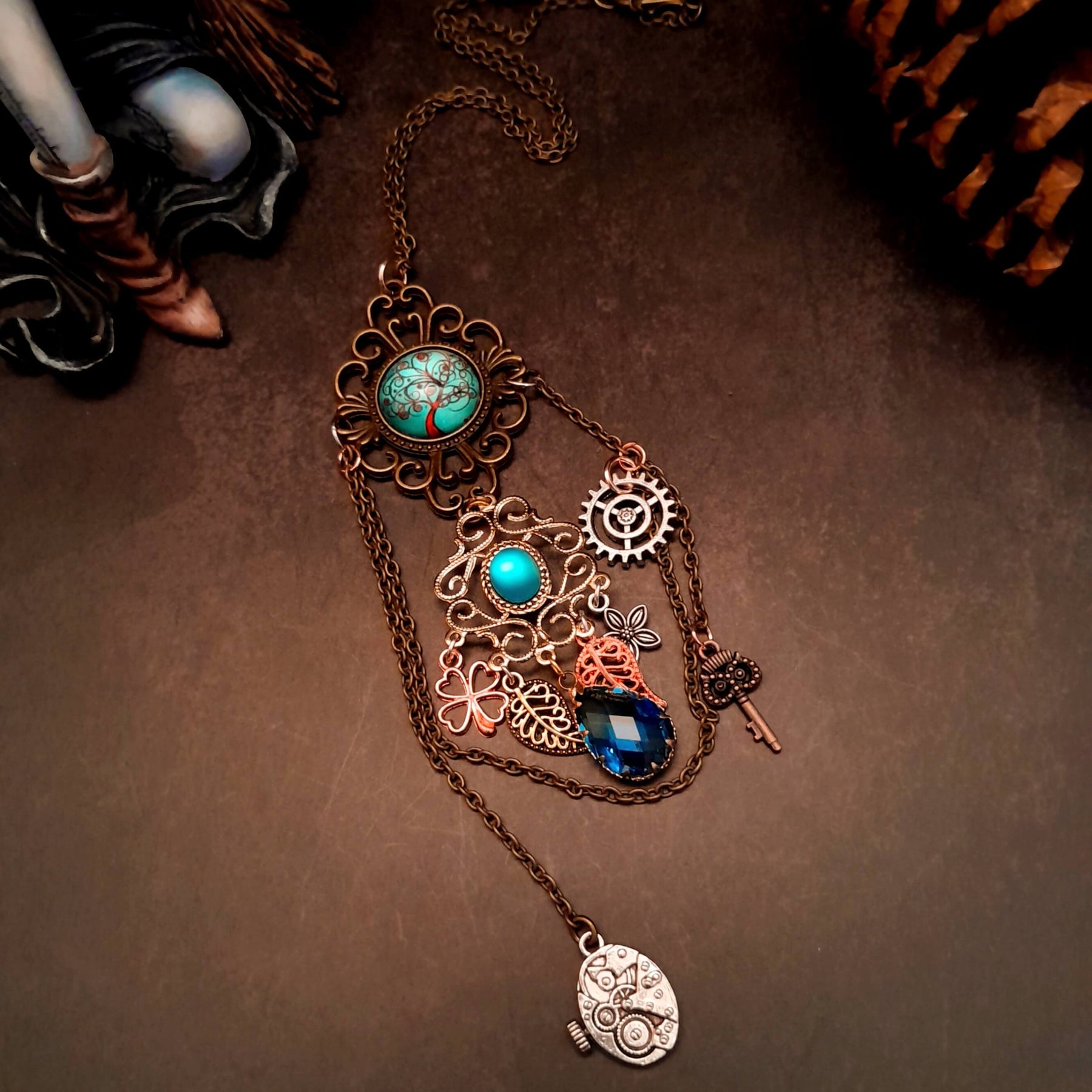 Turquoise Long Statement Necklace Multi Strand