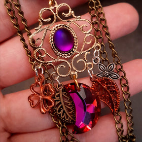 Purple Cat Moon Long Necklace
