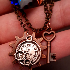 Blue Long Necklace Boho Moon and Sun