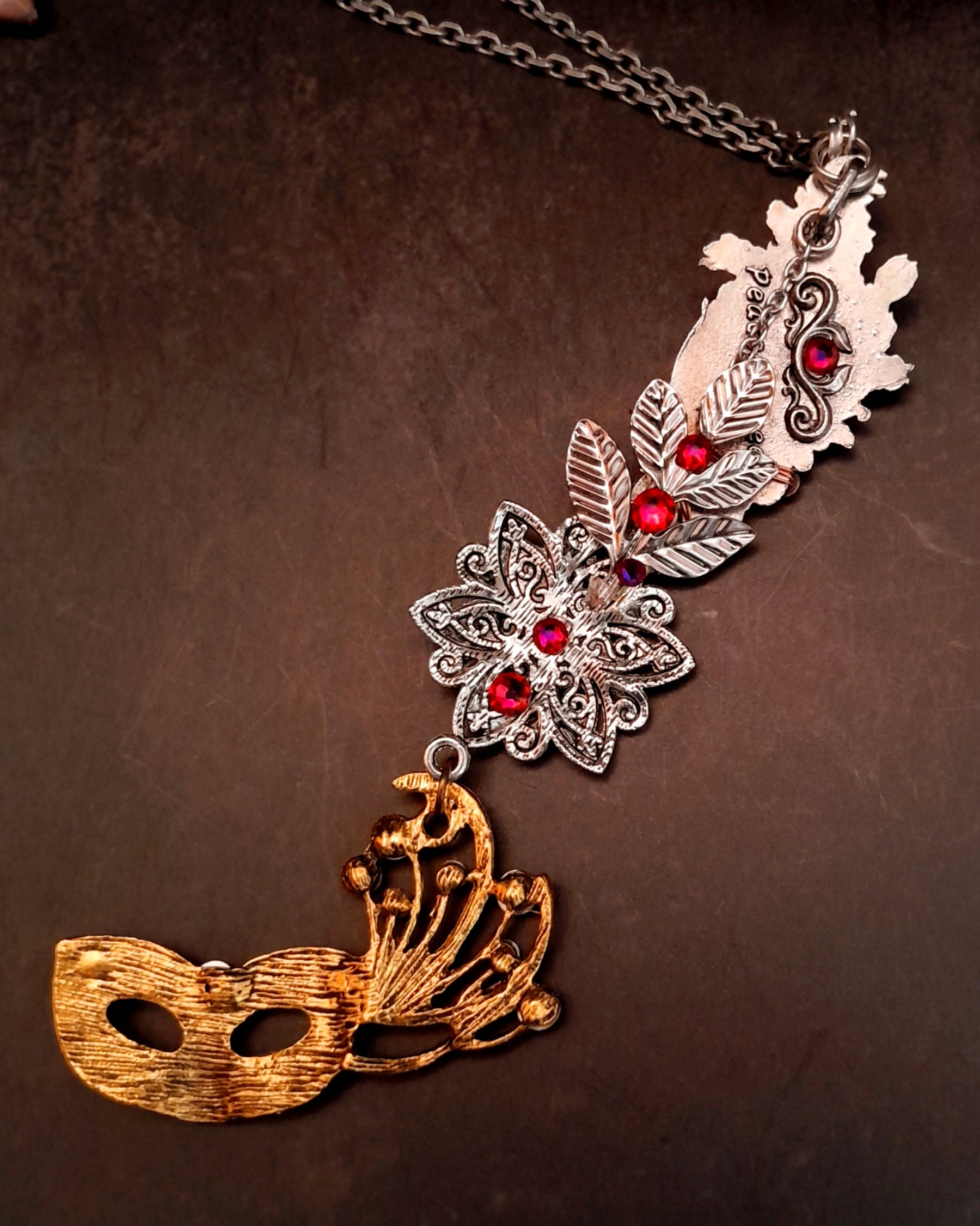 Peacock Pendant Necklace Fantasy Mask