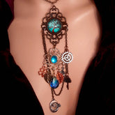 Turquoise Long Statement Necklace Multi Strand