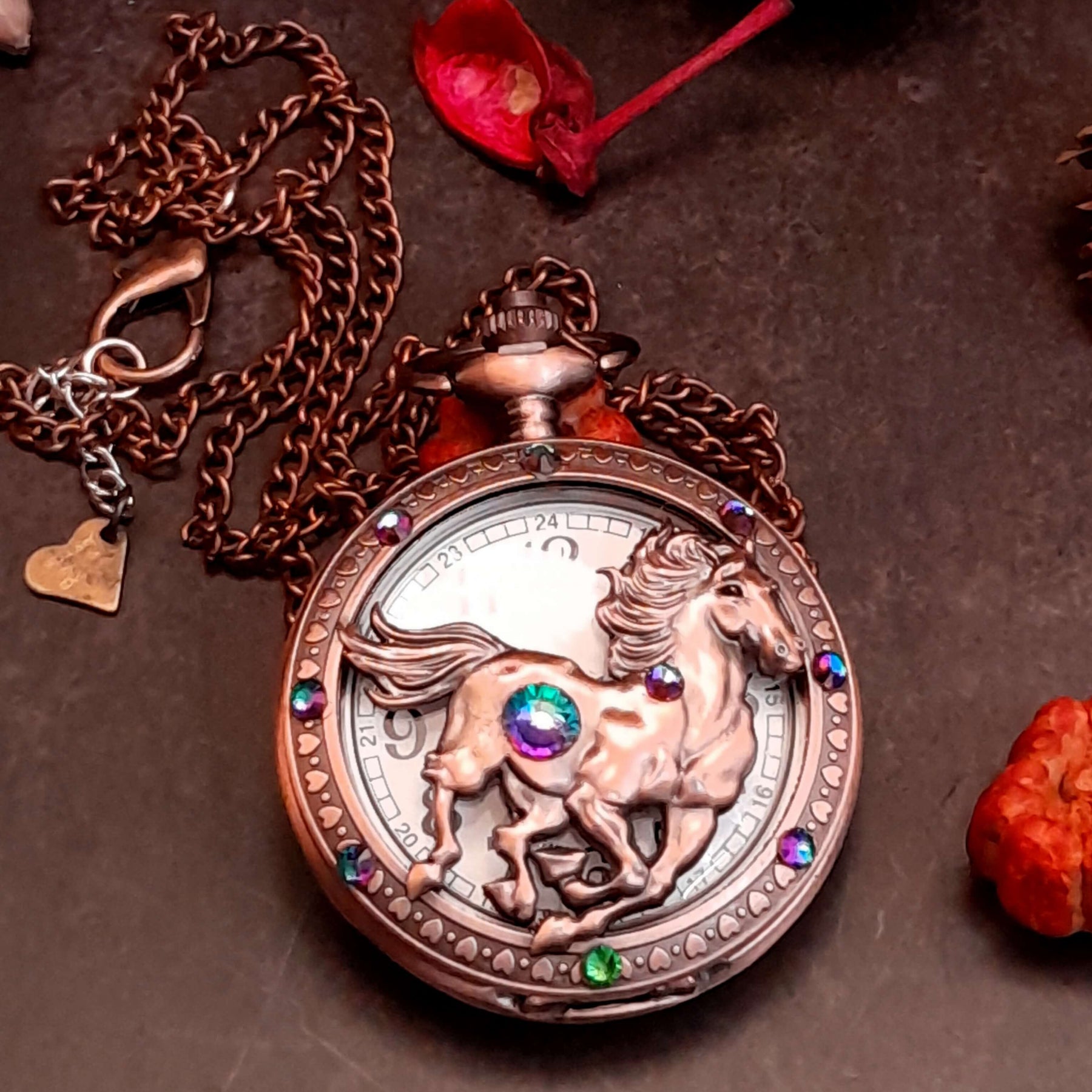 Pocket Watch Necklace Horse Equestrian Jewelry