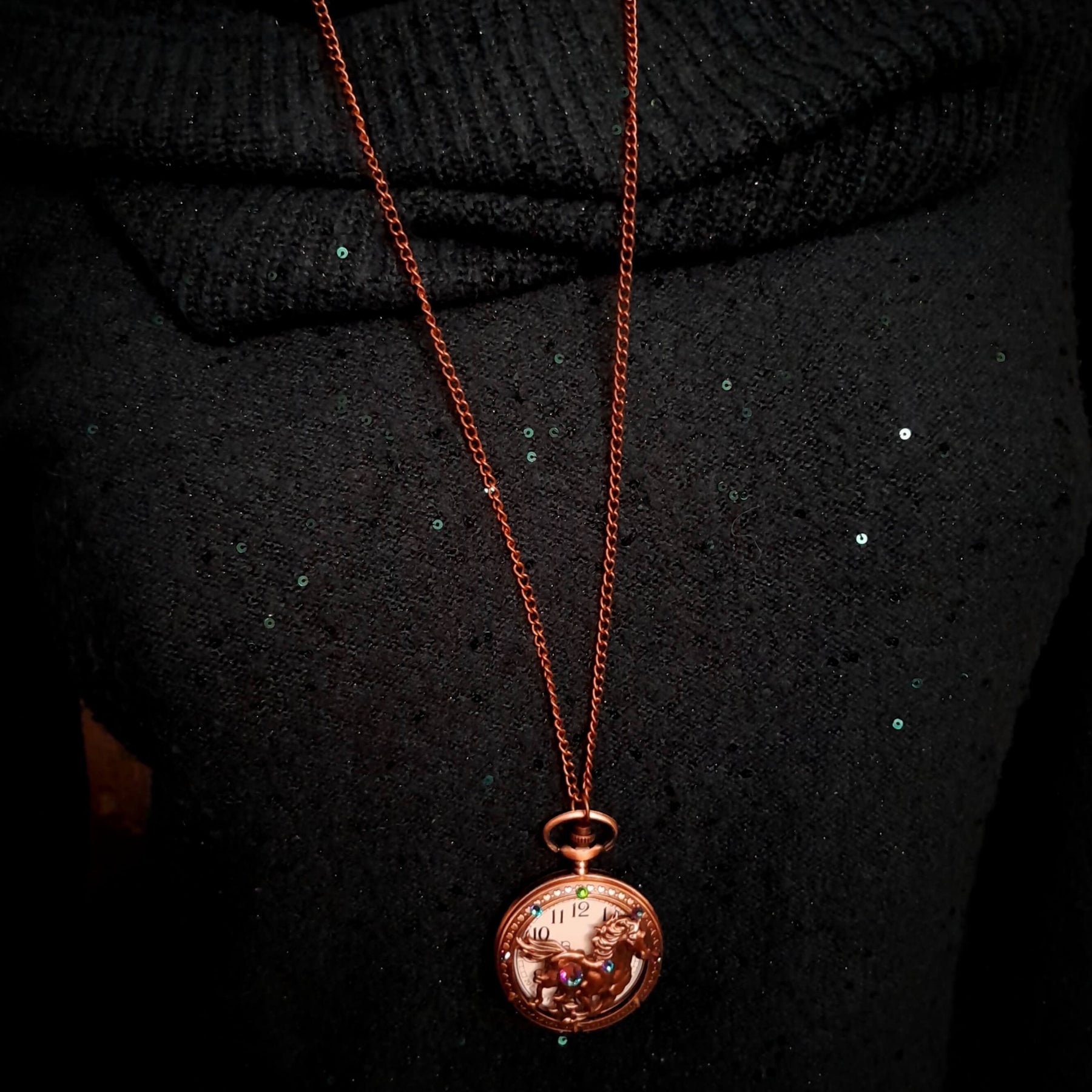 Horse Pocket Watch Necklace Equestrian Jewelry