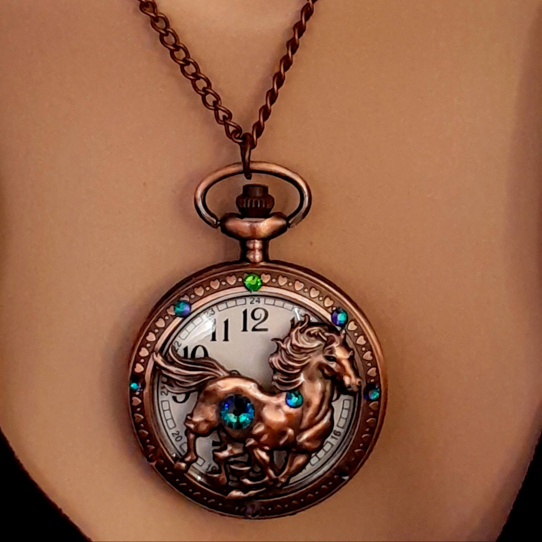 Pocket Watch Necklace Horse Equestrian Jewelry