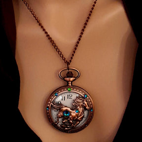Pocket Watch Necklace Horse Equestrian Jewelry