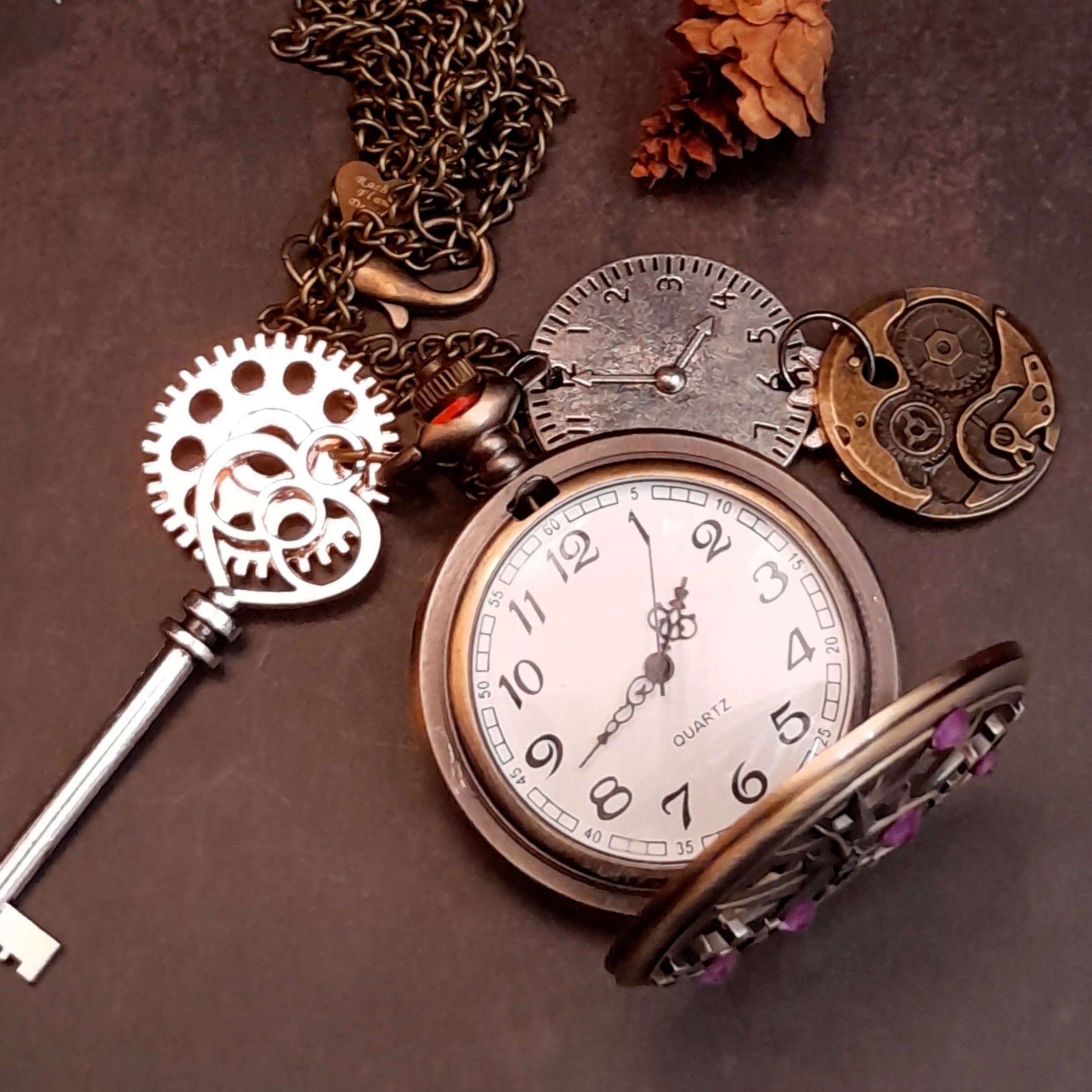 Purple Pocket Watch Steampunk Style