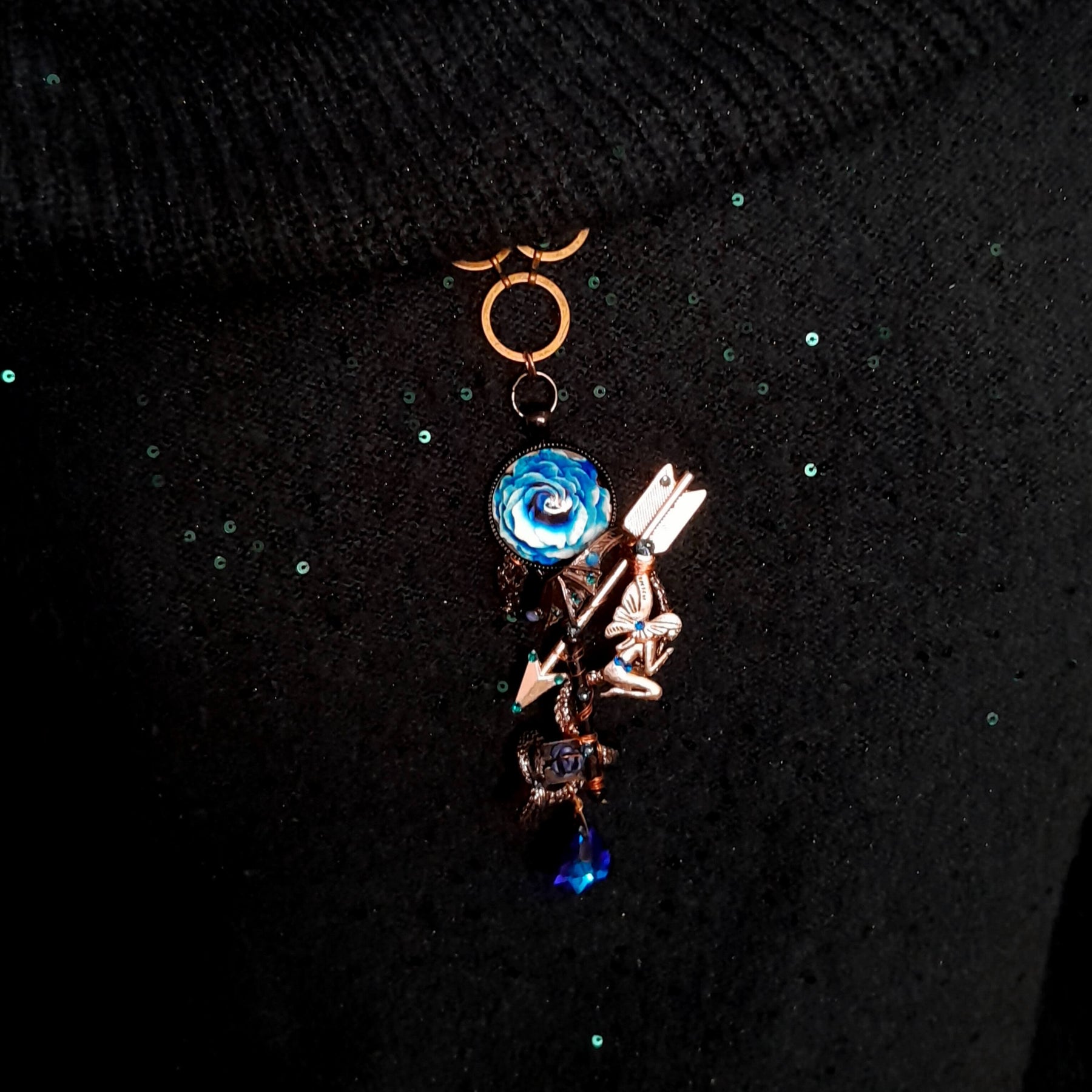 Blue Dragon Necklace Skeleton Key