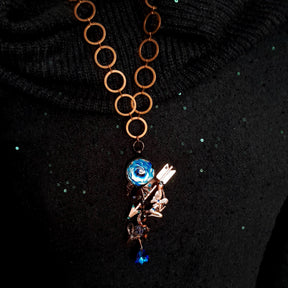 Blue Dragon Necklace Skeleton Key