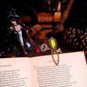 swarovski green crystals bookmark cats eye stone unique key rose